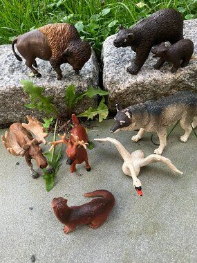 Vintage Safari Ltd 1990s Wildlife Animal Figures Lot 🐺🦬🫎🐻